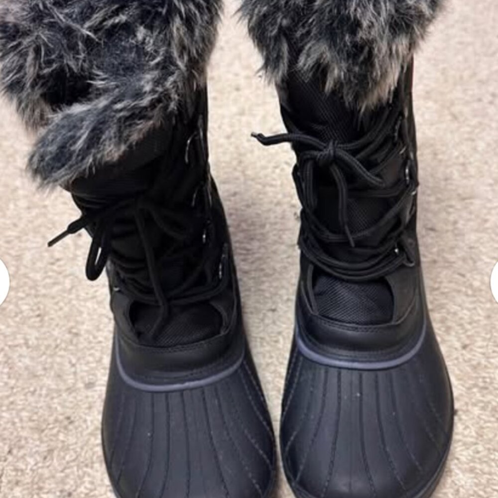 Lined fur waterproof tall black boots- unisex